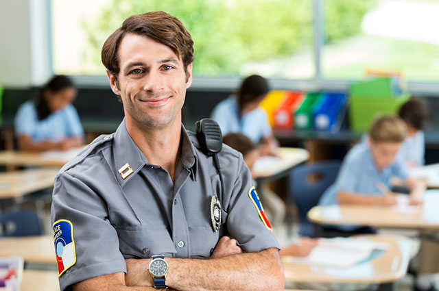 security officer in classroom